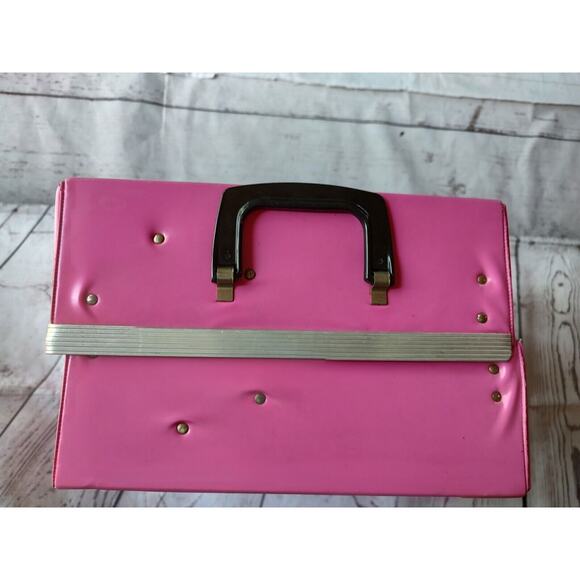 Vintage 1968 Mattel BARBIE DOLL Hot Pink Vinyl Storage Carry Case TRUNK Read - Picture 12 of 16